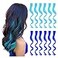 REDMENCO Colored Hair Extensions Clip In 12 Pieces 6 Blue 6 Teal Blue