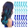 REDMENCO Colored Hair Extensions Clip In 12 Pieces 6 Blue 6 Teal Blue