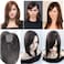 LesafeV Free Part One Piece Clip in Topper 35cm Super Soft Silk Base Head Forehead Wiglet With Bangs Straight Snythetic Replacement Dark Brown