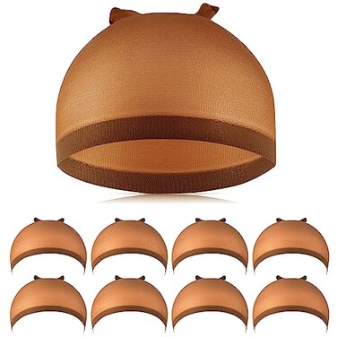IKOCO Wig Caps 8Pcs Stretchy Nylon Wig Caps for Women Lace Front Brown