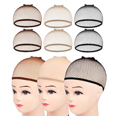 MORGLES Mesh Wig Cap for Women Men 6PCS Hair Net for Wig Closed End Brown Beige Black