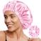 YANIBEST Adjustable Satin Bonnet Double Layer Hair Bonnet for Sleeping Bonnets for Women Hats Curly Natural Hair Pink