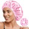 YANIBEST Adjustable Satin Bonnet Double Layer Hair Bonnet for Sleeping Bonnets for Women Hats Curly Natural Hair Pink