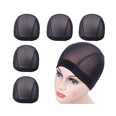 YANTAISIYU 5 Pcslot Mesh Dome Caps for Wigs Stretchable Hairnets Wig Caps for Women Mesh Cap S