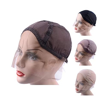 YANTAISIYU Lace Front Wig Cap for Making Wigs with Adjustable Strap Glueless Weaving Wig Caps Lace Hairnet Dark Brown S 52 cm