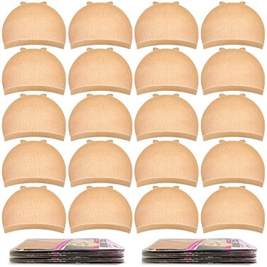 MORGLES Wig Caps 20 Pcs Stocking Stretchy Nylon Nude Wig Caps For Women Man Light Brown