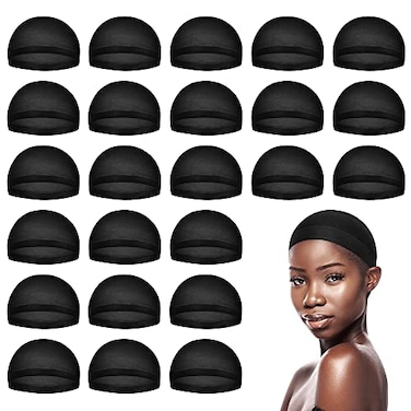 MYKURS Black Wig Caps for Women Stocking Cap for Wigs Hair Cap for Wigs 24 PCS