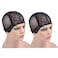 YTBYT 2 Pcs Black Double Lace Wig Caps with Adjustable Straps Swiss Lace Hairnet on the Back for Making Wig Black M
