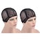 YTBYT 2 Pcs Black Double Lace Wig Caps with Adjustable Straps Swiss Lace Hairnet on the Back for Making Wig Black M