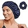 YANIBEST Adjustable Satin Bonnet Double Layer Hair Bonnet for Sleeping Bonnets for Women Hats Curly Natural Hair Navy Blue