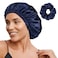 YANIBEST Adjustable Satin Bonnet Double Layer Hair Bonnet for Sleeping Bonnets for Women Hats Curly Natural Hair Navy Blue