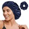 YANIBEST Adjustable Satin Bonnet Double Layer Hair Bonnet for Sleeping Bonnets for Women Hats Curly Natural Hair Navy Blue
