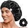 YANIBEST Adjustable Satin Bonnet Double Layer Hair Bonnet for Sleeping Bonnets for Women Hats Curly Natural Hair Black