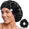 YANIBEST Adjustable Satin Bonnet Double Layer Hair Bonnet for Sleeping Bonnets for Women Hats Curly Natural Hair Black