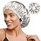 YANIBEST Adjustable Satin Bonnet Double Layer Hair Bonnet for Sleeping Bonnets for Women Hats Curly Natural Hair Ash Grey