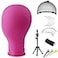 Monicass 22 Inch Canvas Block Head Pink Wig Head with Wig Stand Tripod Mannequin Head Stand for Wigs Trimming Making Display22 Inch Pink