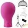 Monicass 22 Inch Canvas Block Head Pink Wig Head with Wig Stand Tripod Mannequin Head Stand for Wigs Trimming Making Display22 Inch Pink
