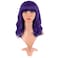 MapofBeauty 14 Inch35 cm Short Wavy Curly Women Fresh Bright Synthetic Ordinary Flat Bangs Bob Wig Dark Purple