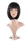 MapofBeauty 12 Inch30cm Fashion Lady Short Straight Flat Bangs Bob Wig Black