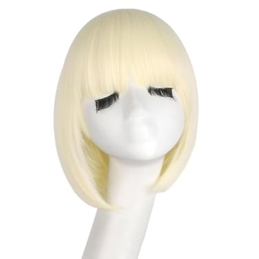 MapofBeauty 12 Inch30cm Fashion Lady Short Straight Flat Bangs Bob Wig Light Blonde