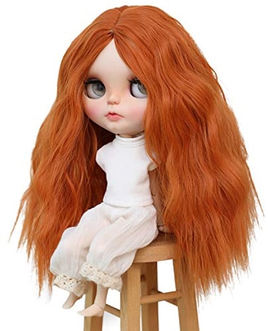 Linfairy Wigs Only 910 inch Doll Wig Long Hair for 2427cm Head Carrot