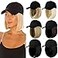 Qlenkay Baseball Cap with Hair Extensions Straight Short Bob Hairstyle Adjustable Removable Wig Hat 14inch for Woman Medium Brown