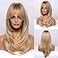 HAIRCUBE Long Layered Synthetic Hair Wigs for Women with Bang Mixed Light Blonde