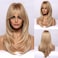 HAIRCUBE Long Layered Synthetic Hair Wigs for Women with Bang Mixed Light Blonde