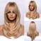 HAIRCUBE Long Layered Synthetic Hair Wigs for Women with Bang Mixed Light Blonde