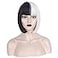 WeKen Black and White Wig Short Bob Half Black Half White Wig with Bangs for Women Cosplay Daily Party A Black White