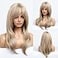 HAIRCUBE Light Blonde Wigs for Women Charming Highlight Blonde Wigs with Bangs Heat Resistant Synthetic Wig