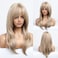 HAIRCUBE Light Blonde Wigs for Women Charming Highlight Blonde Wigs with Bangs Heat Resistant Synthetic Wig