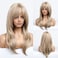 HAIRCUBE Light Blonde Wigs for Women Charming Highlight Blonde Wigs with Bangs Heat Resistant Synthetic Wig