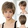 HAIRCUBE Humanhair Like Texture Short Light Brown Pixie Cut Wigs for Women with Bangs Synthetic Replacement Wigs