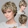 HAIRCUBE Humanhair Like Texture Blonde Mixed Offwhite Short Pixie Cut Wigs for Women with Bangs Synthetic Replacement Wigs