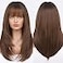 HAIRCUBE Dark Brown Synthetic Womens Wig Layered Wigs with Bangs Middle length Straight and Heat Resistant