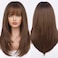 HAIRCUBE Dark Brown Synthetic Womens Wig Layered Wigs with Bangs Middle length Straight and Heat Resistant