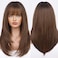 HAIRCUBE Dark Brown Synthetic Womens Wig Layered Wigs with Bangs Middle length Straight and Heat Resistant