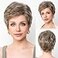 HAIRCUBE Humanhair Like Texture Blonde Mixed Gray Wigs for Women Layered Pixie Cut with Bangs Synthetic Wigs