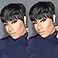 HOTKIS Pixie Cut Wig Human Hair Layered Cut Short Wigs for Black Women Natural Straight Short Pixie Wigs with Bang Glueless Black Hair Pixie Wig Machine Made Non Lace Cap 4 Inch