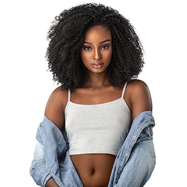 Sensationnel Curls Kinksandco Half Wig Game Changer Synthetic Instant Weave Updo Full Cap for Natural 3C to 4C Hair Textures 2 DARKBROWN