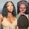 ISEE Wear and Go Glueless Wigs Bob Wigs Human Hair Pre Plucked Water Wave Lace Front Wigs Human Hair Upgraded No Glue Transparent Lace Closure Wigs Human Hair for Women Natural Black 10 Inch