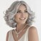 RENERSHOW Mixed Grey Short Wavy Wig for White Women Medium Length Gray Curly Silver Heat Resistant Synthetic Natural Looking