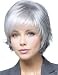 TISHINING Short Gray Pixie cut Wigs for White Women with Bangs Mixed Grey Layered Natural Wavy Synthetic Hair Replacement Wig for Daily Life