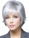 TISHINING Short Gray Pixie cut Wigs for White Women with Bangs Mixed Grey Layered Natural Wavy Synthetic Hair Replacement Wig for Daily Life