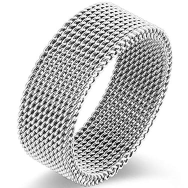 JUDE Jude Jewelers 8mm Stainless Steel Wire Mesh Simple Plain Wedding Band Ring Silver 5