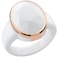 Rinfit Silicone Wedding Bands for Women Rubber Wedding Band Oversized Oval WhiteMetal Rose Gold Size 7
