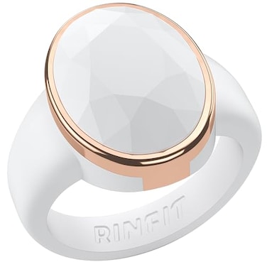 Rinfit Silicone Wedding Bands for Women Rubber Wedding Band Oversized Oval WhiteMetal Rose Gold Size 7