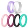 Rinfit Silicone Wedding Ring Sets Soft Stackable Thin Silicone Rings for Her Womens Rubber Wedding Rings SetJ Size 6