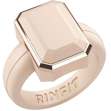 Rinfit Womens Silicone Rings Anniversary Ring or Promise Ring for Her Emerald Rubber Wedding Bands NudeMetal Rose Gold Size 6